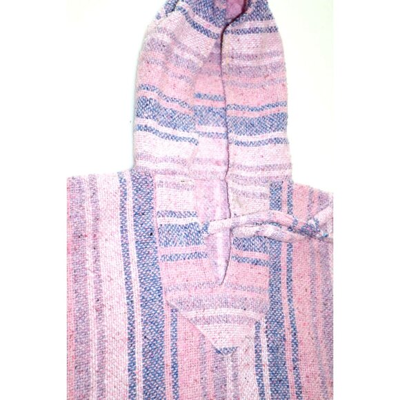 Baja Hoodie Pullover Pink Purple Striped Boho Hippie Festival Skater Aesthetic - Picture 3 of 6